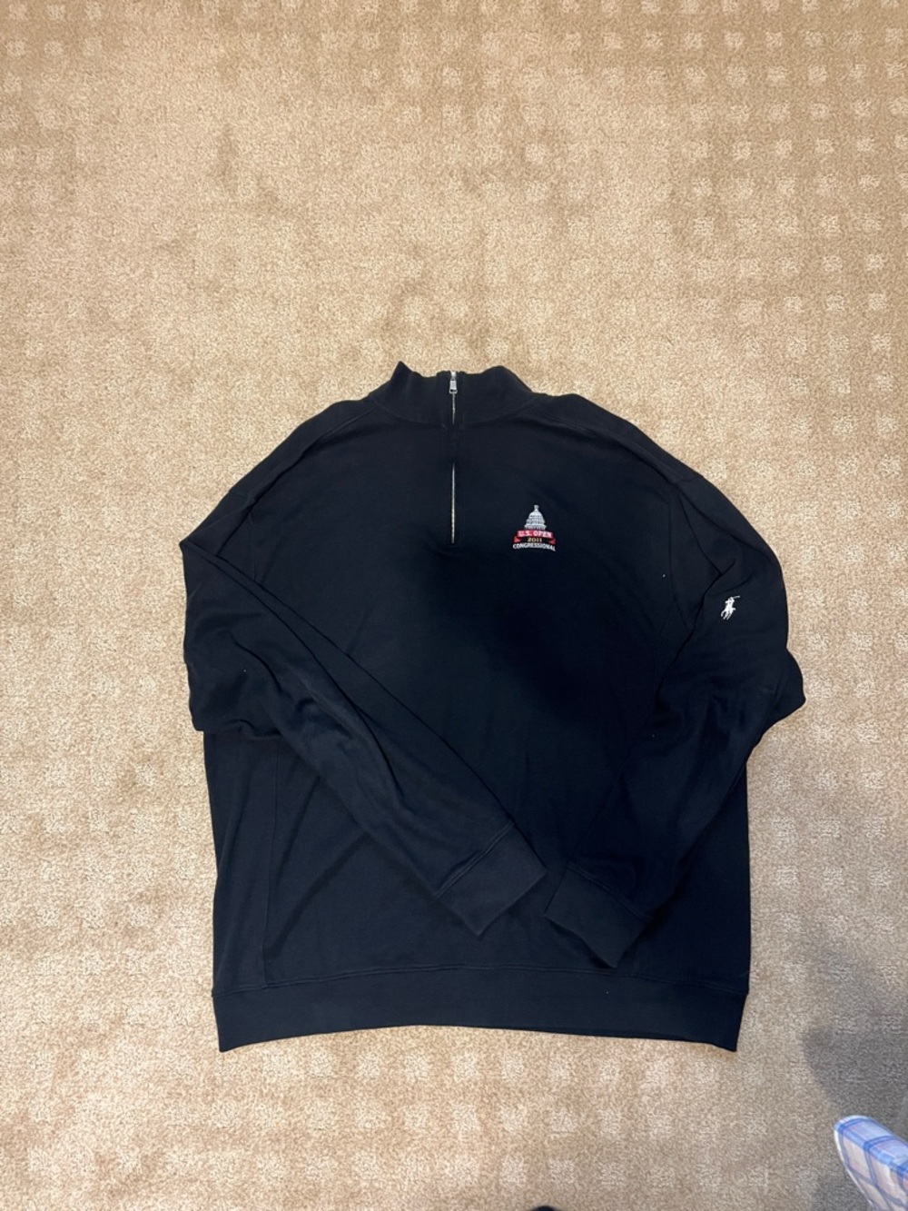 US Open Polo by Ralph Lauren Black Half-Zip Pullover with Small Embroidered Logo